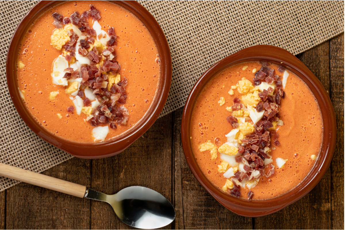 Chilled tomato soup with egg