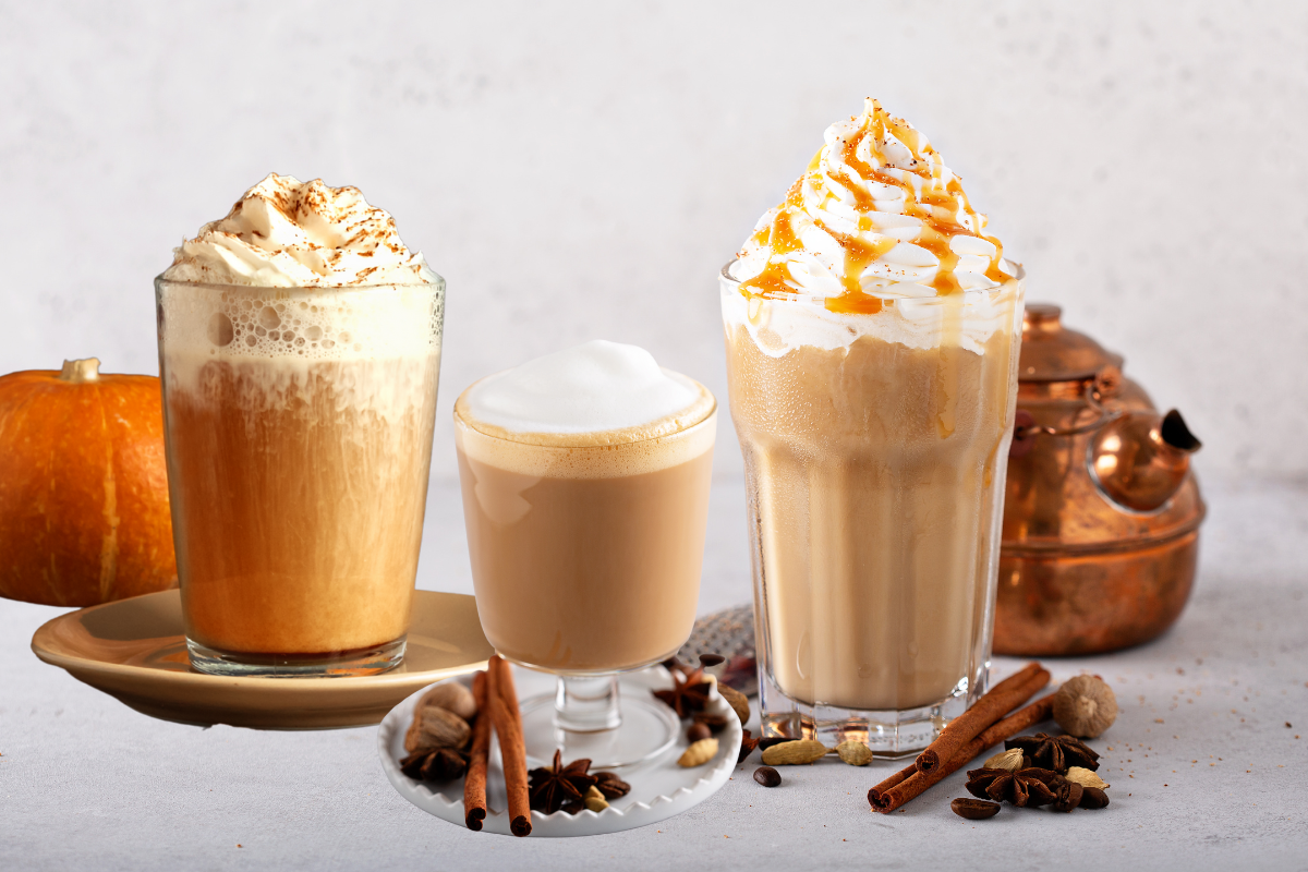 Three café-style drinks with lactose-free milk