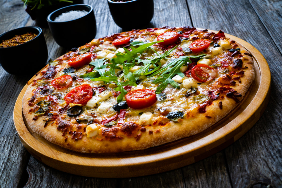 Four-topping pizza for sharing