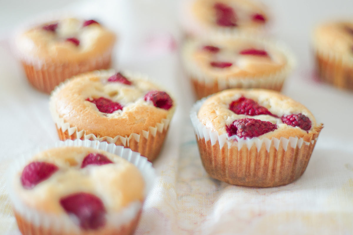 Raspberry yoghurt muffins