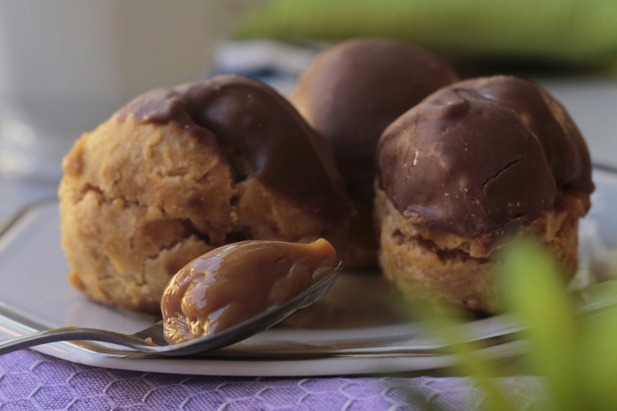Chocolate-topped cream puffs
