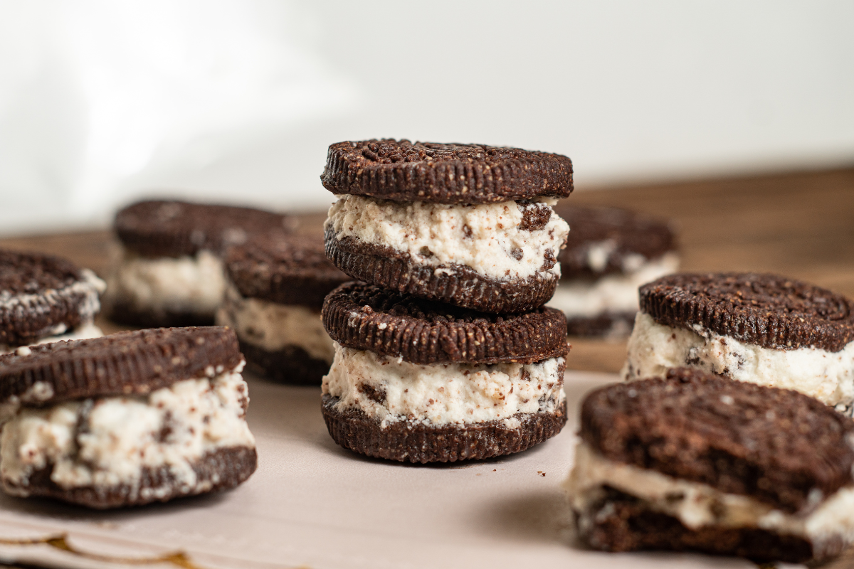 Chocolate biscuit ice-cream sandwiches
